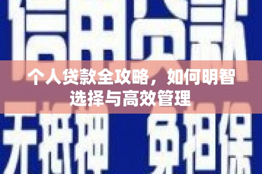 茌平个人贷款全攻略，如何明智选择与高效管理
